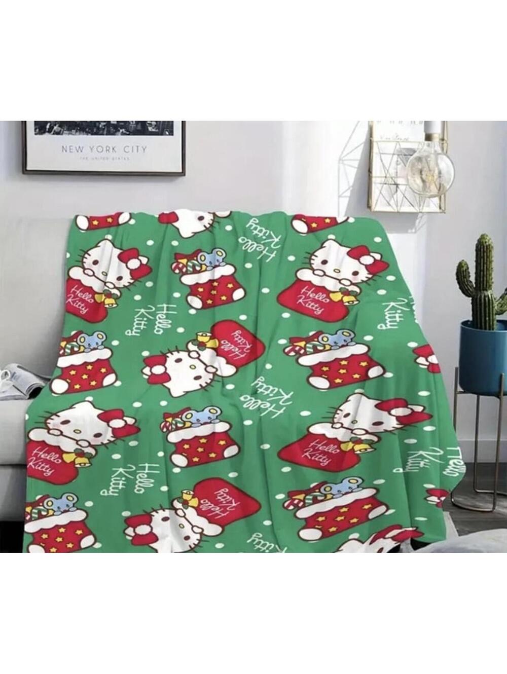 Blanket Hello Kitty Christmas Throw, Lightweight Thin Kawaii Holiday LAST ONE
